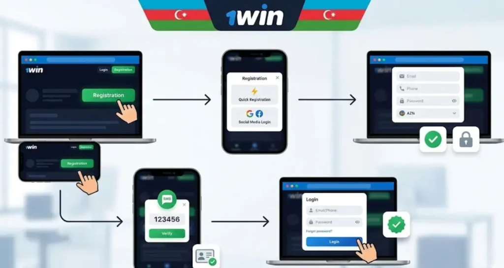 1win platformasında addım-addım qeydiyyat mərhələləri, hesab yaradılması və verifikasiya prosesi